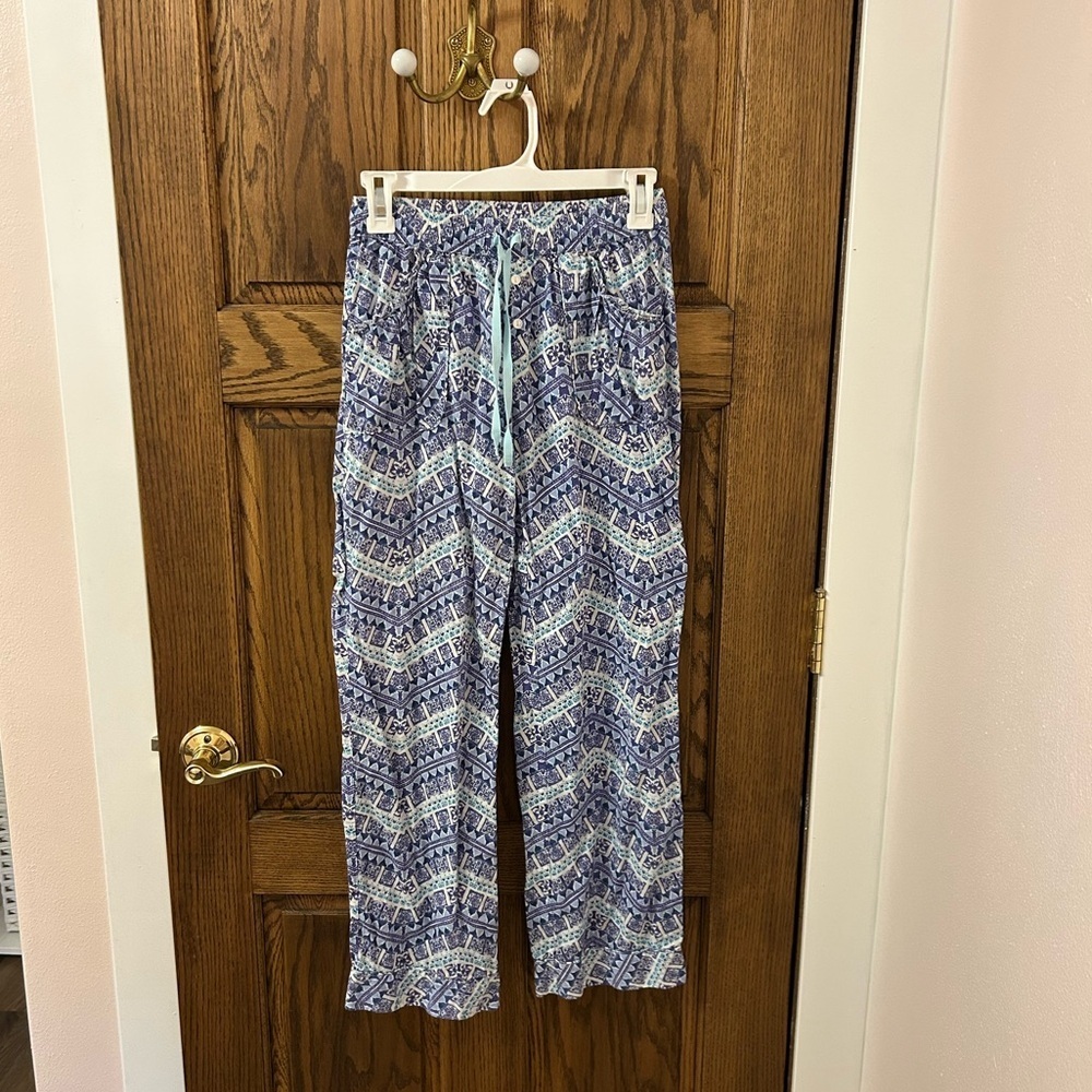 Victoria’s Secret Blue Purple and White Patterned Drawstring Pajama Pants XS